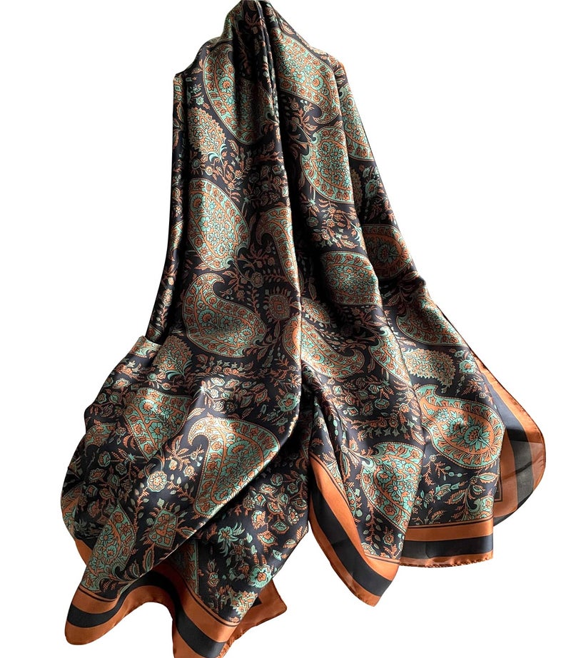 NUWEERIR Womens 100% Large Mulberry Silk Scarf Long Satin Scarf Fashion Lightweight Wraps